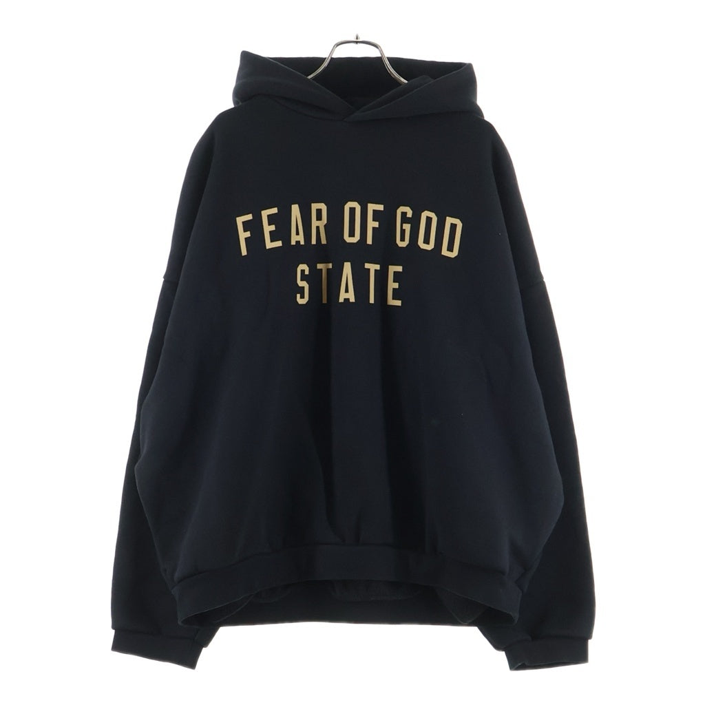 FEAR OF GOD ESSENTIALS(フィアオブゴッド エッセンシャルズ) ロゴプリント フリース プルオーバーフーディーパーカー ブラック