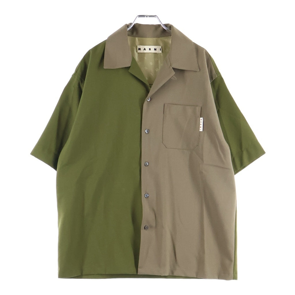 MARNI(マルニ) 22SS MA BOWLING SHIRT CUMU0213QU バイカラー ボウリングシャツ 半袖開襟シャツ カーキ