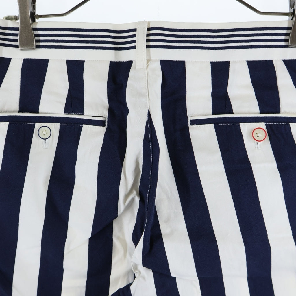NO BRAND(ノーブランド) Koe【コエ】 × THOM BROWNE トムブラウン ストライプ トラウザーズ ロングパンツ ネイビー/ホワイト