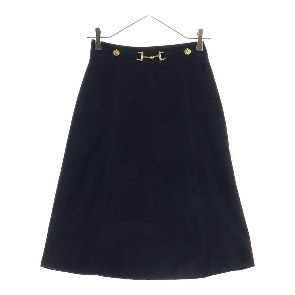 CELINE(セリーヌ) 70S HORSE BIT VELOUR A-LINE SKIRT ホースビット ベロア Aラインスカート ブラック レディース