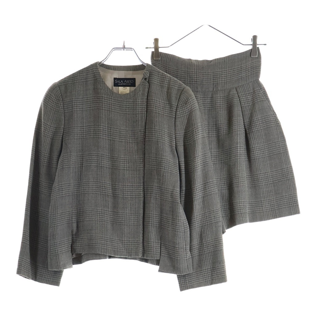 NO BRAND(ノーブランド) SALA ABITO CHECK PATTERN MINI SKIRT JACKET SET UP 総チェック柄 セットアップ ミニスカート ジャケット ベージュ レディース
