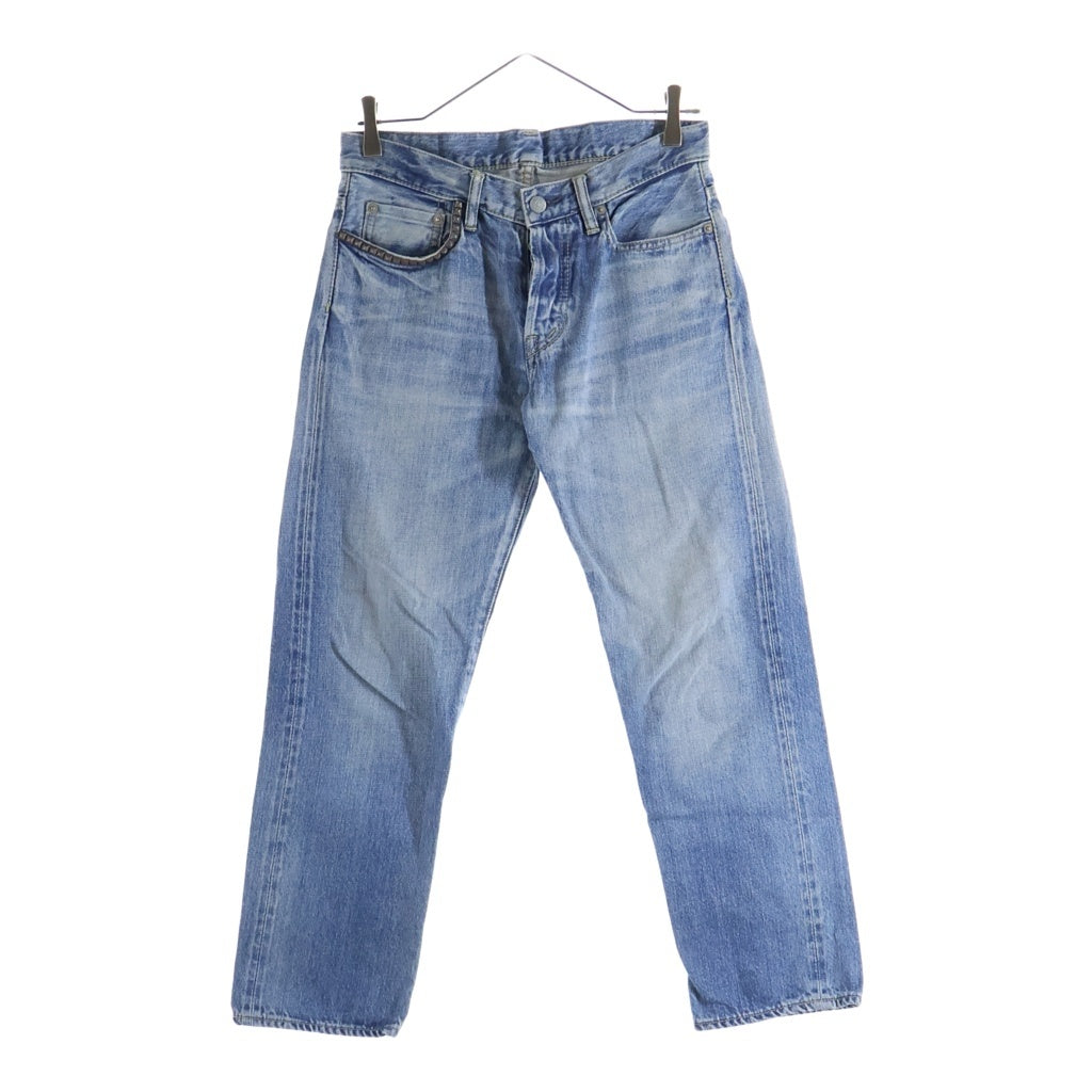 HYSTERIC GLAMOUR(ヒステリックグラマー) LEATHER PATCH DENIM PANTS 革パッチ スタッズ ボタンフライ デニムパンツ ジーンズ インディゴ