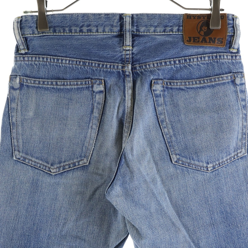 HYSTERIC GLAMOUR(ヒステリックグラマー) LEATHER PATCH DENIM PANTS 革パッチ スタッズ ボタンフライ デニムパンツ ジーンズ インディゴ
