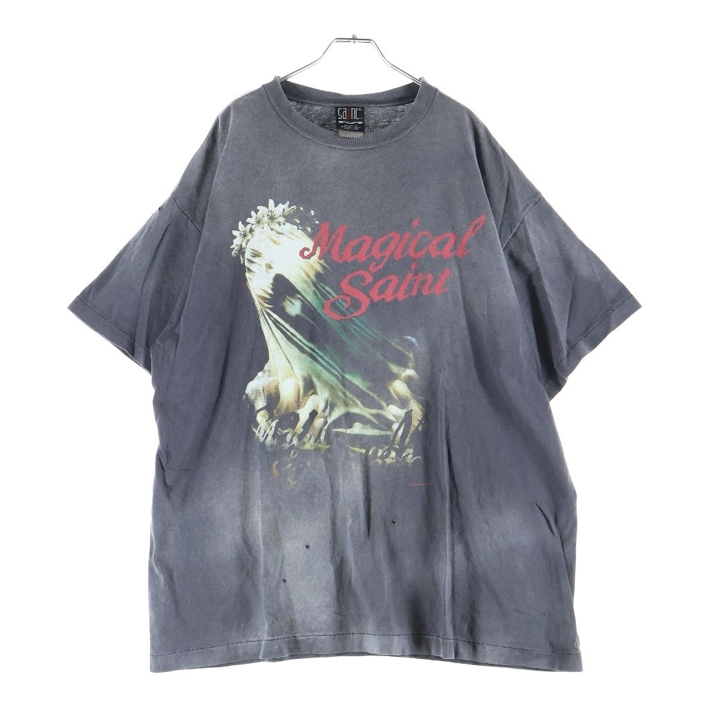 SAINT MICHAEL(セントマイケル) 24SS SS TEE MAGICAL SAINT マジカルセント ダメージ加工 半袖Tシャツ グレー SM-YS8-0000-006