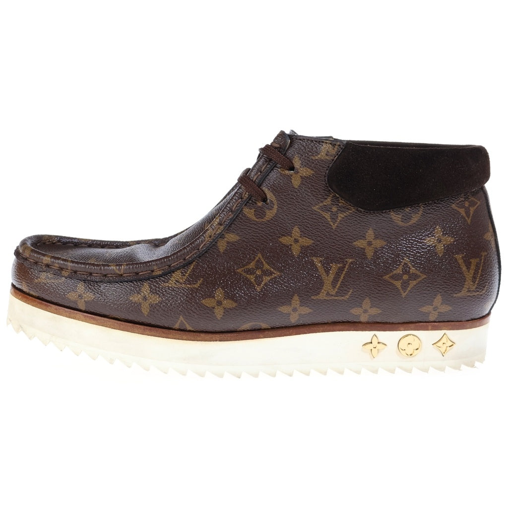 LOUIS VUITTON(ルイヴィトン) ×NIGO LVモッズ・ライン アンクルブーツ モノグラム キャンバス レザー チャッカブーツ ハイカットシューズ ブラウン/ホワイト 1A81E8