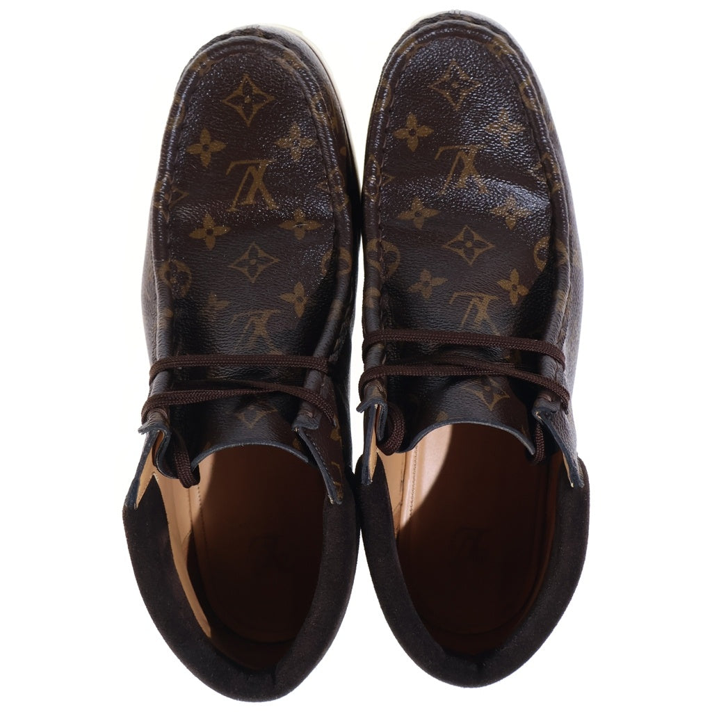 LOUIS VUITTON(ルイヴィトン) ×NIGO LVモッズ・ライン アンクルブーツ モノグラム キャンバス レザー チャッカブーツ ハイカットシューズ ブラウン/ホワイト 1A81E8