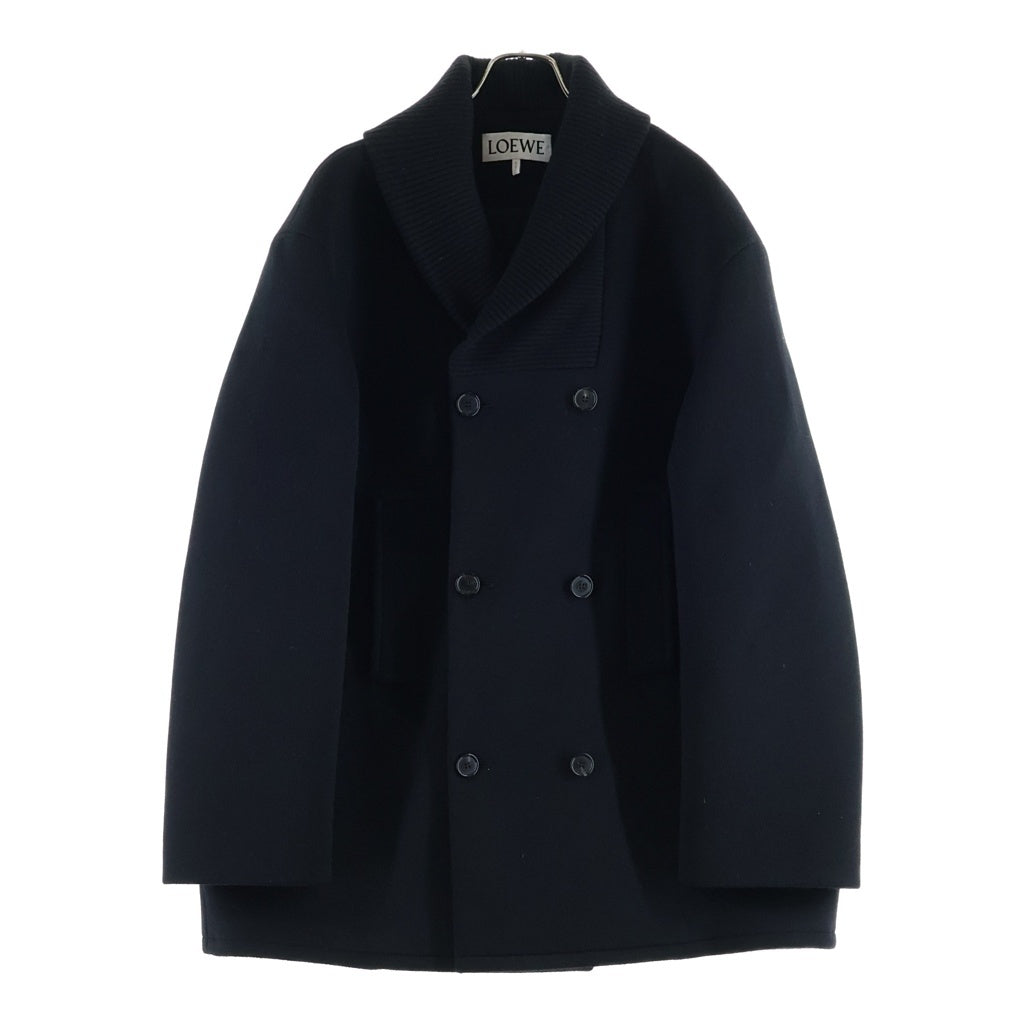 LOEWE(ロエベ) ANAGRAM PACTH WOOL PEA COAT アナグラムレザーパッチ ウール ピーコート ブラック H526Y01WCI