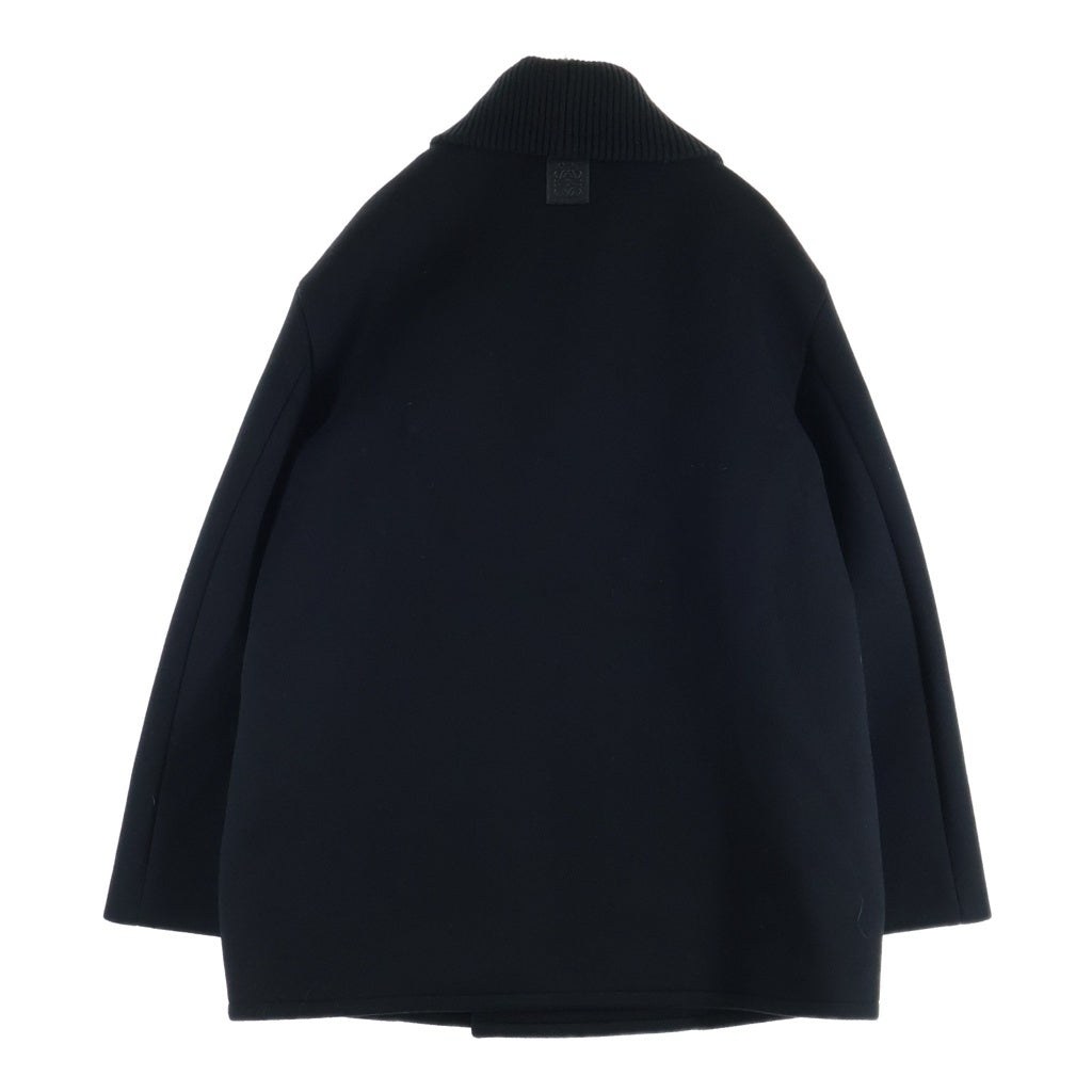 LOEWE(ロエベ) ANAGRAM PACTH WOOL PEA COAT アナグラムレザーパッチ ウール ピーコート ブラック H526Y01WCI
