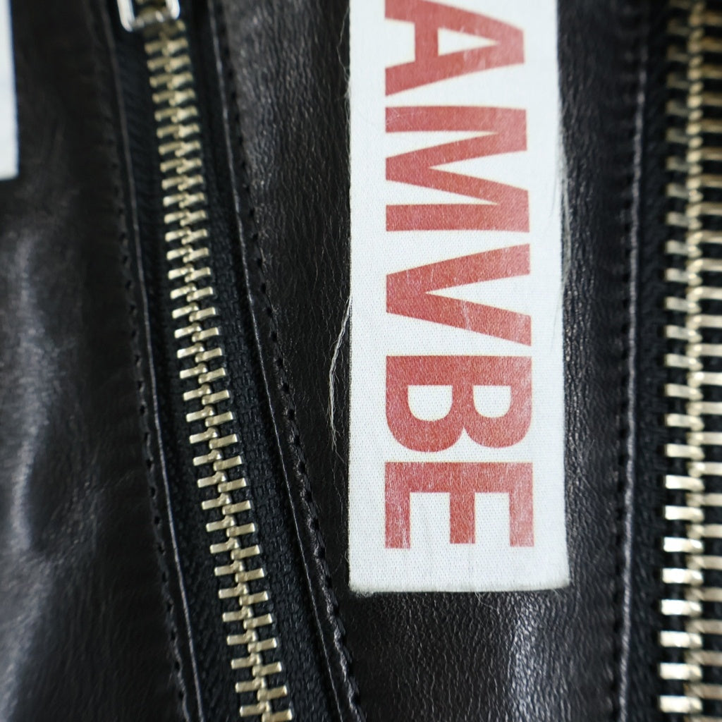 ALMOSTBLACK(オールモストブラック) FAN別注 1thANNIVERSARY LEATHER JACKET FAN一周年記念装飾 レザージャケット ダブルライダース ブラック 18SS-J008