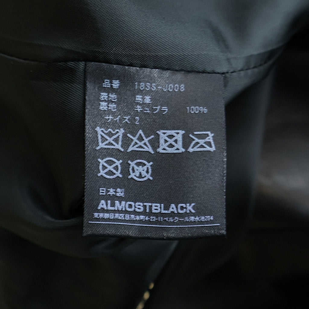 ALMOSTBLACK(オールモストブラック) FAN別注 1thANNIVERSARY LEATHER JACKET FAN一周年記念装飾 レザージャケット ダブルライダース ブラック 18SS-J008