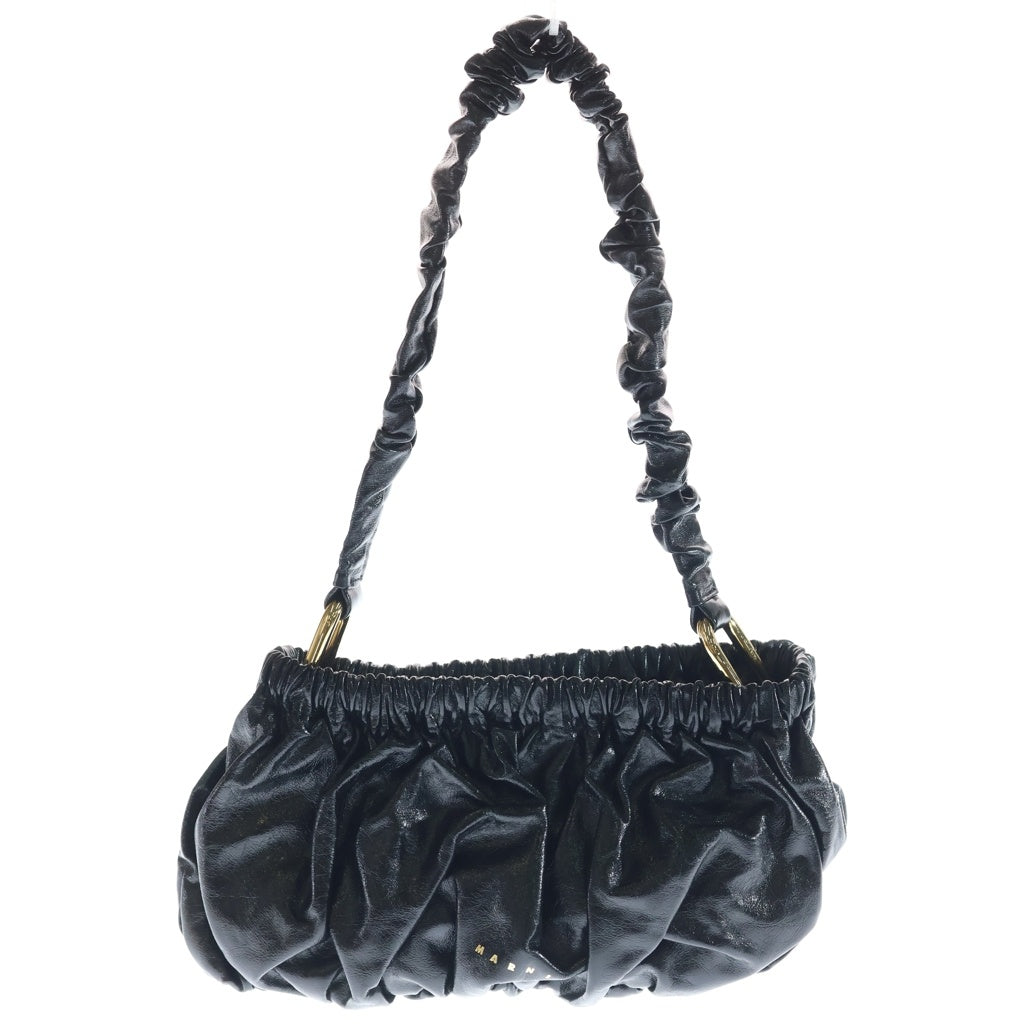 MARNI(マルニ) RUCHED LEATHER SHOULDER BAG SBMP0297U0 ルッチド レザーショルダーバッグ ブラック レディース
