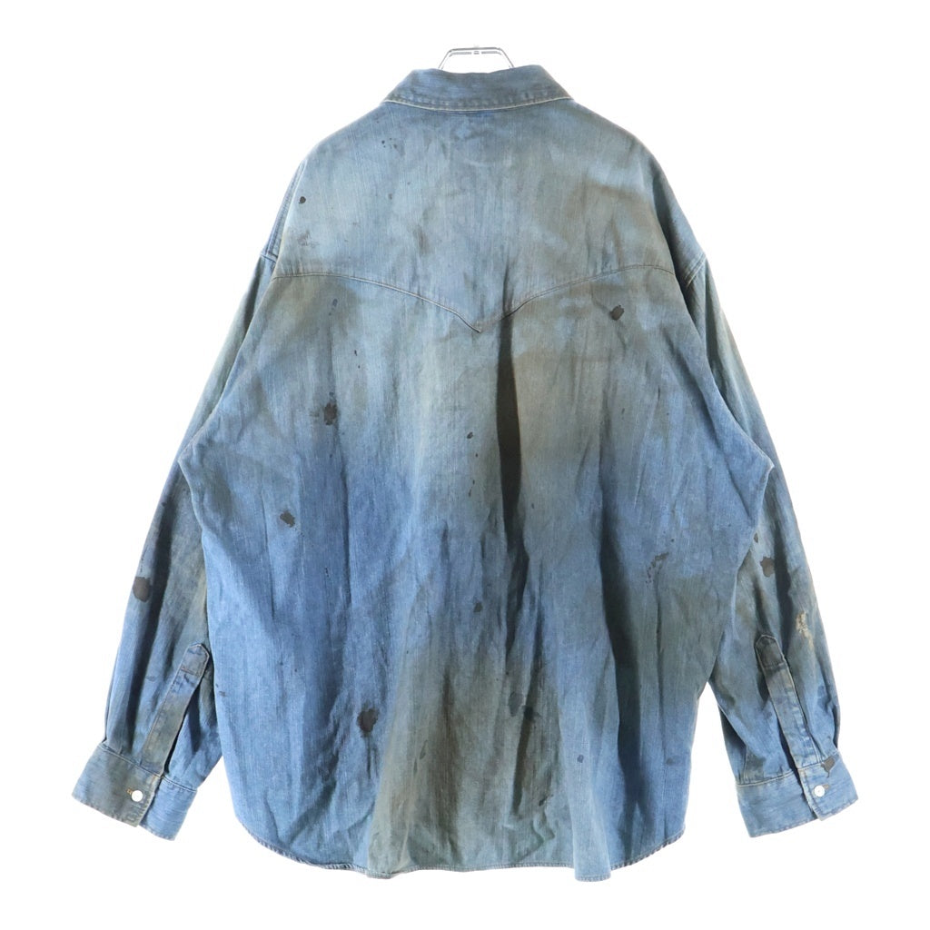 DISCOVERED(ディスカバード) CRASH DENIM SHIRTS DC-AW25-SH-01 ダメージ加工 クラッシュデニム 長袖シャツ インディゴブルー