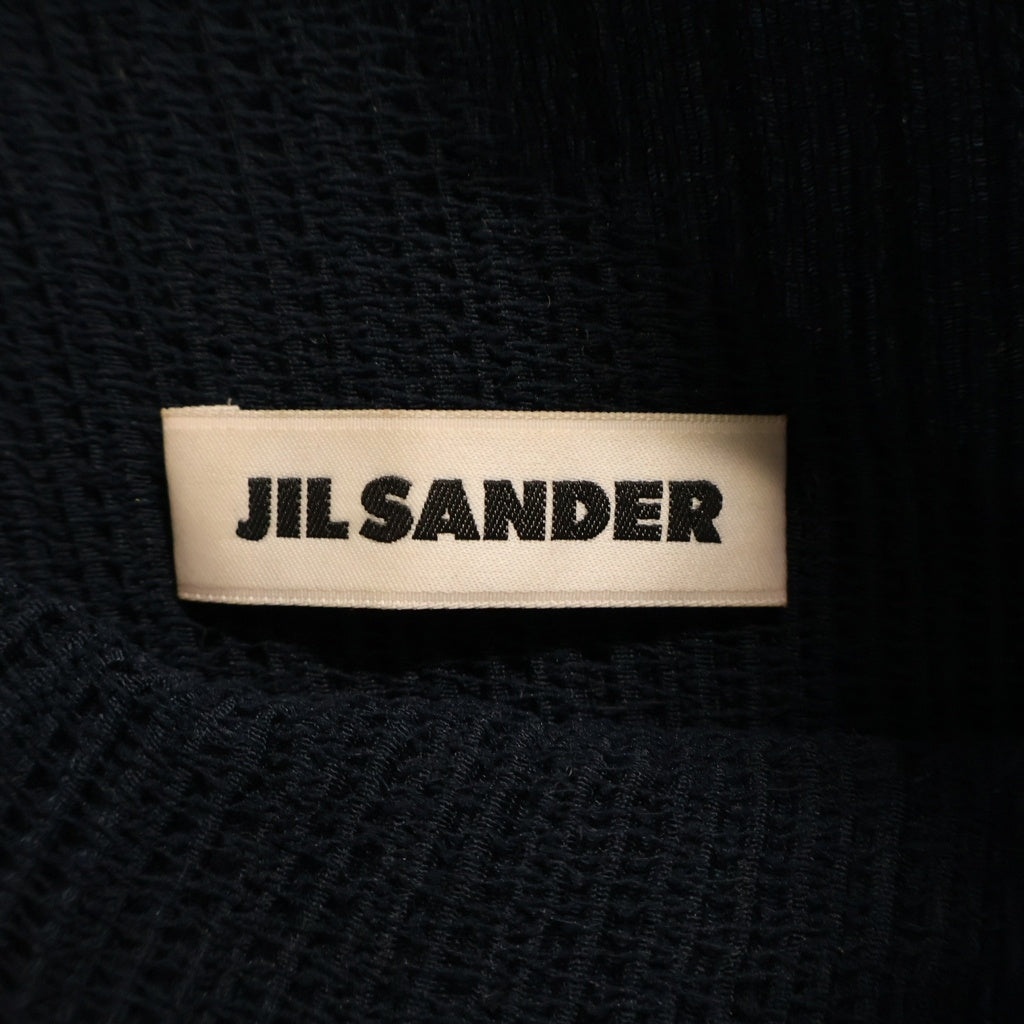 JIL SANDER(ジルサンダー) プリーツ ハイネック 長袖カットソー ネイビー JSPR707058WR45780802