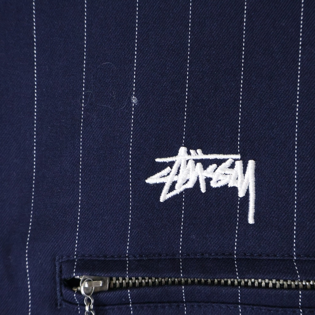 STUSSY(ステューシー) 2020 ×CDG Pin Striped Bing Jacket ピンストライプ ビングジャケット コーチジャケット セットアップ ネイビー 315270