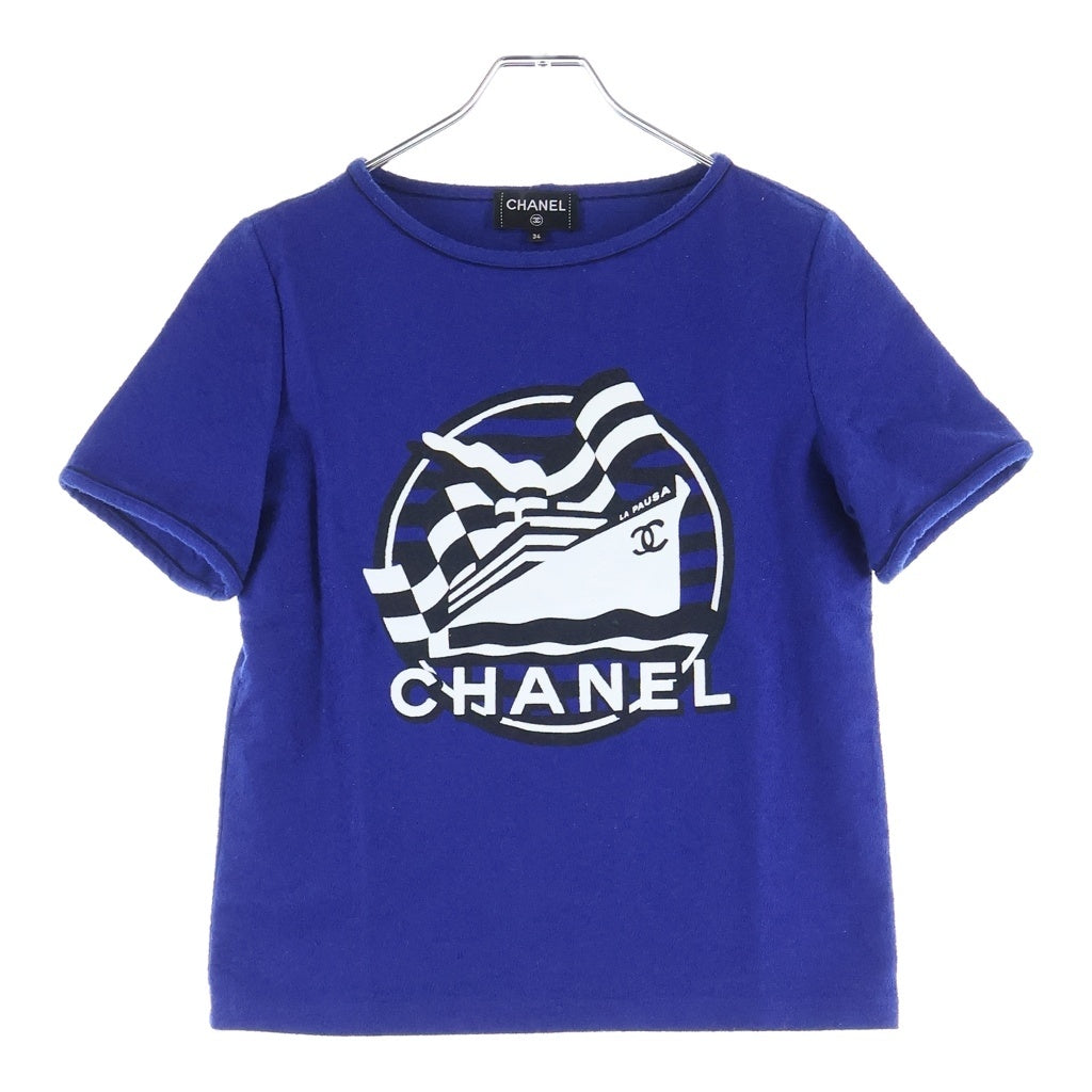 CHANEL(シャネル) LA PAUSA ココマーク プリント ツイード 半袖Tシャツ レディース ブルー P60455V38022