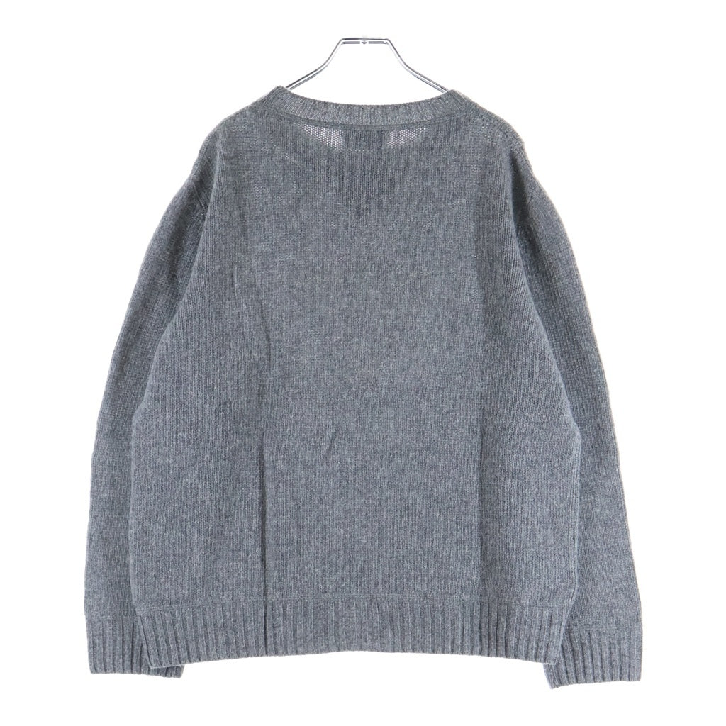 PRADA(プラダ) 23SS ロゴクルーネック カシミヤ ウールニットセーター グレー P24G1V