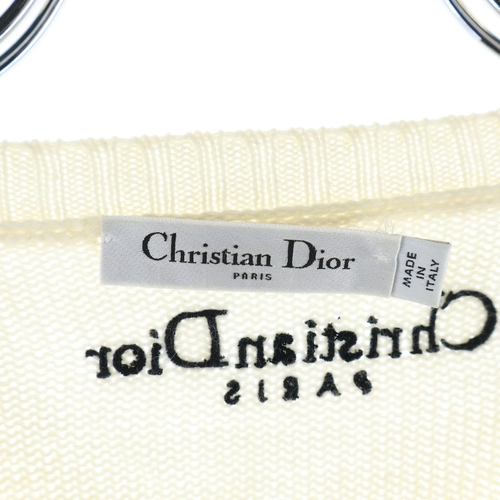 Christian Dior(クリスチャンディオール) 23AW Butterfly Around The World バタフライ刺繍 クルーネックニット セーター レディース ホワイト 414S57AM078