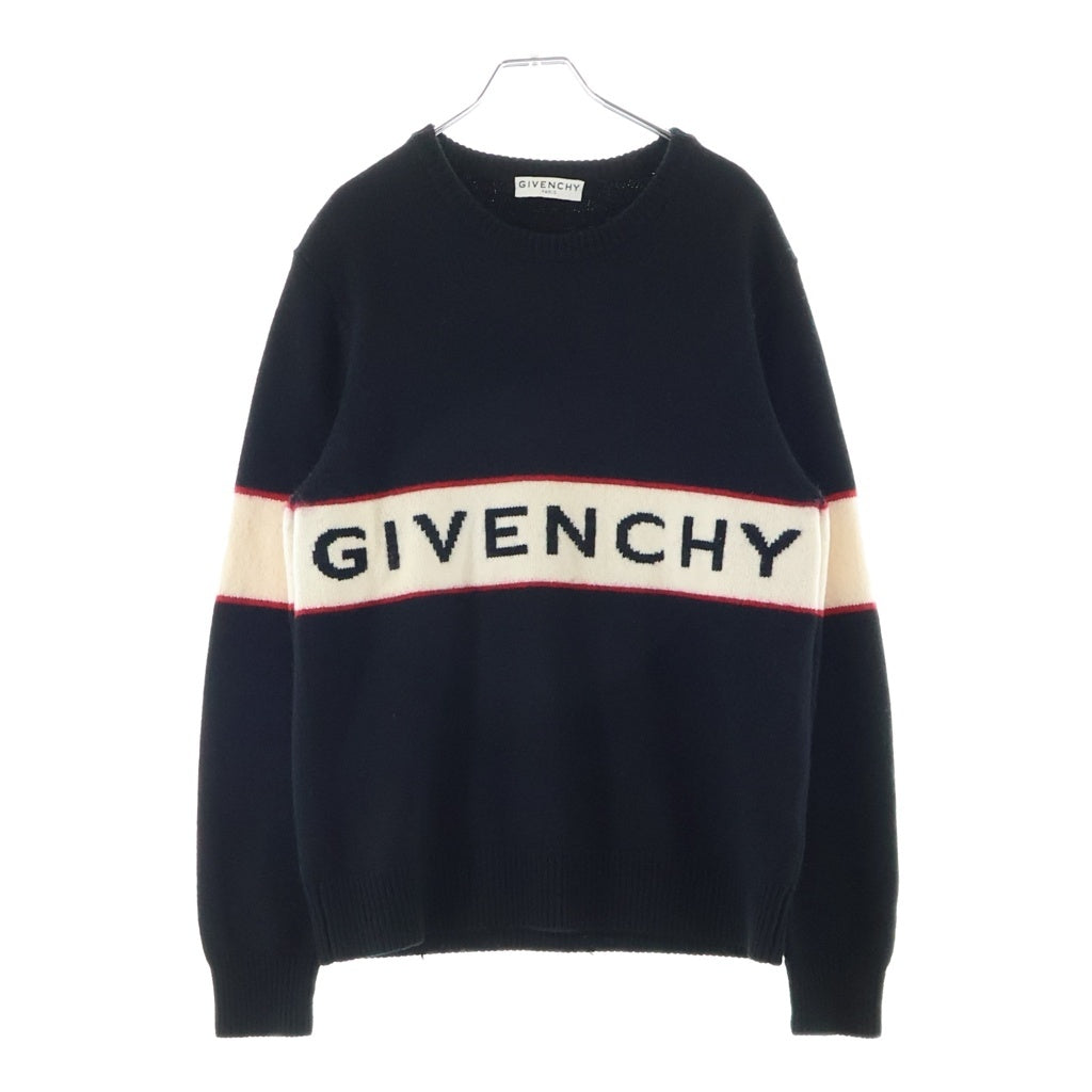 GIVENCHY(ジバンシィ) 18AW ウール フロントロゴ クルーネックニットセーター ブラック BM900G400M