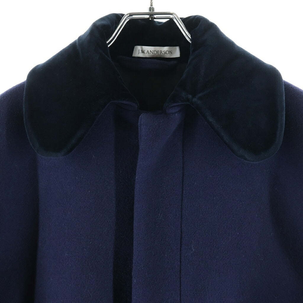 J.W.ANDERSON(ジェー ダブリュー アンダーソン) 15AW ベロアポケット ステンカラーウールコート ネイビー
