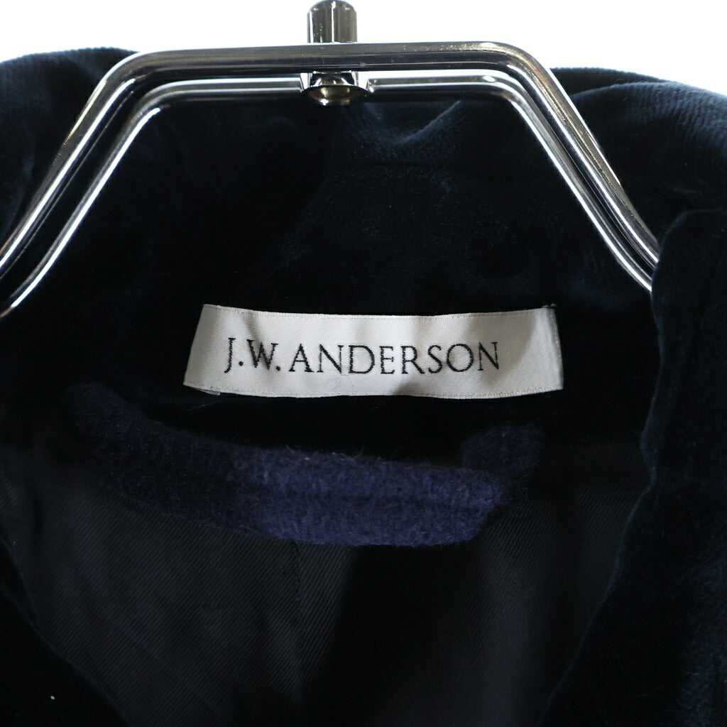 J.W.ANDERSON(ジェー ダブリュー アンダーソン) 15AW ベロアポケット ステンカラーウールコート ネイビー