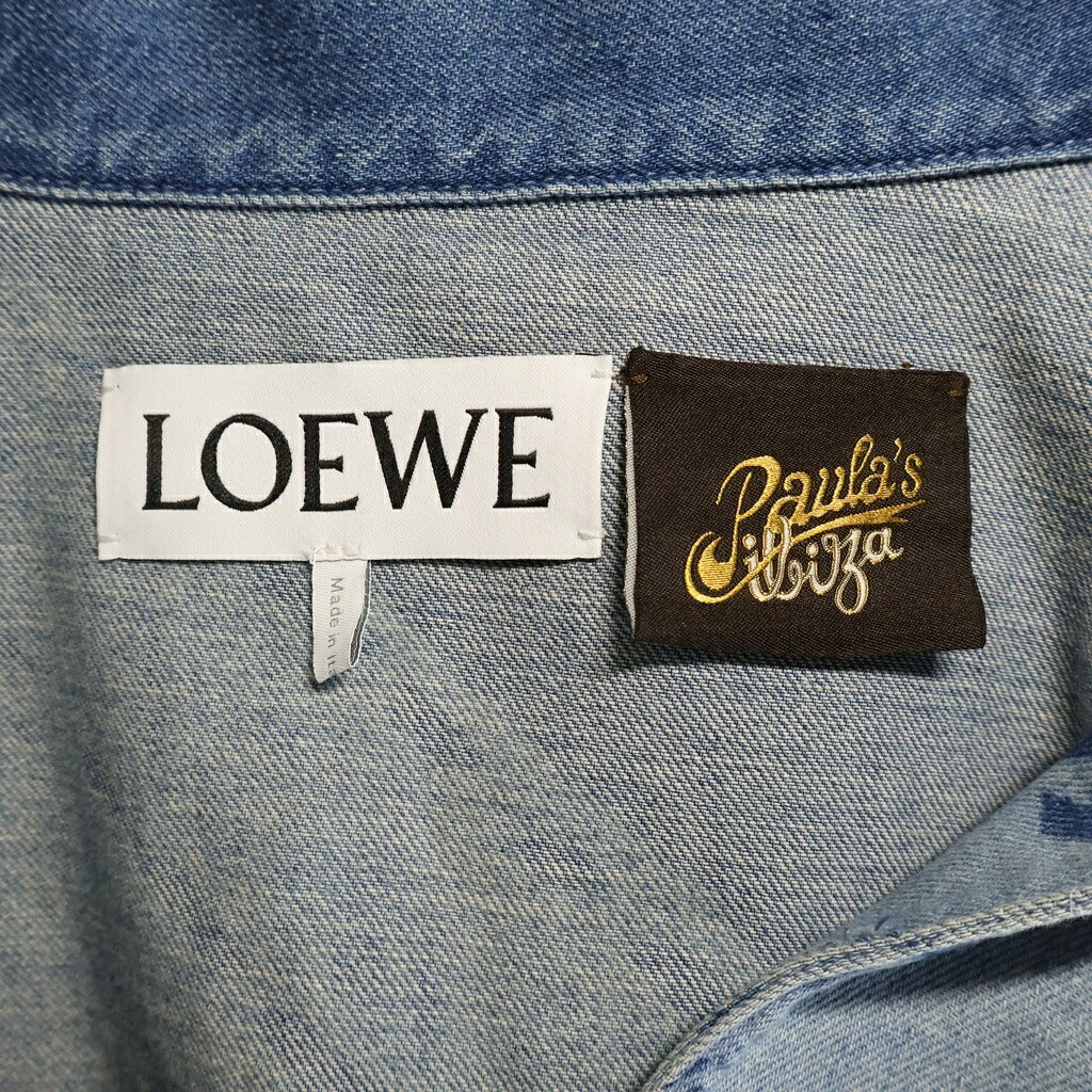 LOEWE(ロエベ) 24SS Vareuse en denim アナグラム ヴァールズ カットオフ プルオーバーデニムシャツ インディゴブルー H616Y12X12