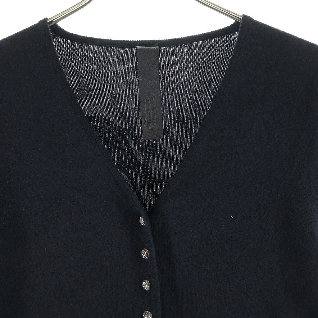 CHROME HEARTS(クロムハーツ) Y NOT RHINESTONE VINY HEART CASHMERE KNIT CARDIGAN ワイノット ラインストーン装飾 カシミヤニットカーディガン ブラック