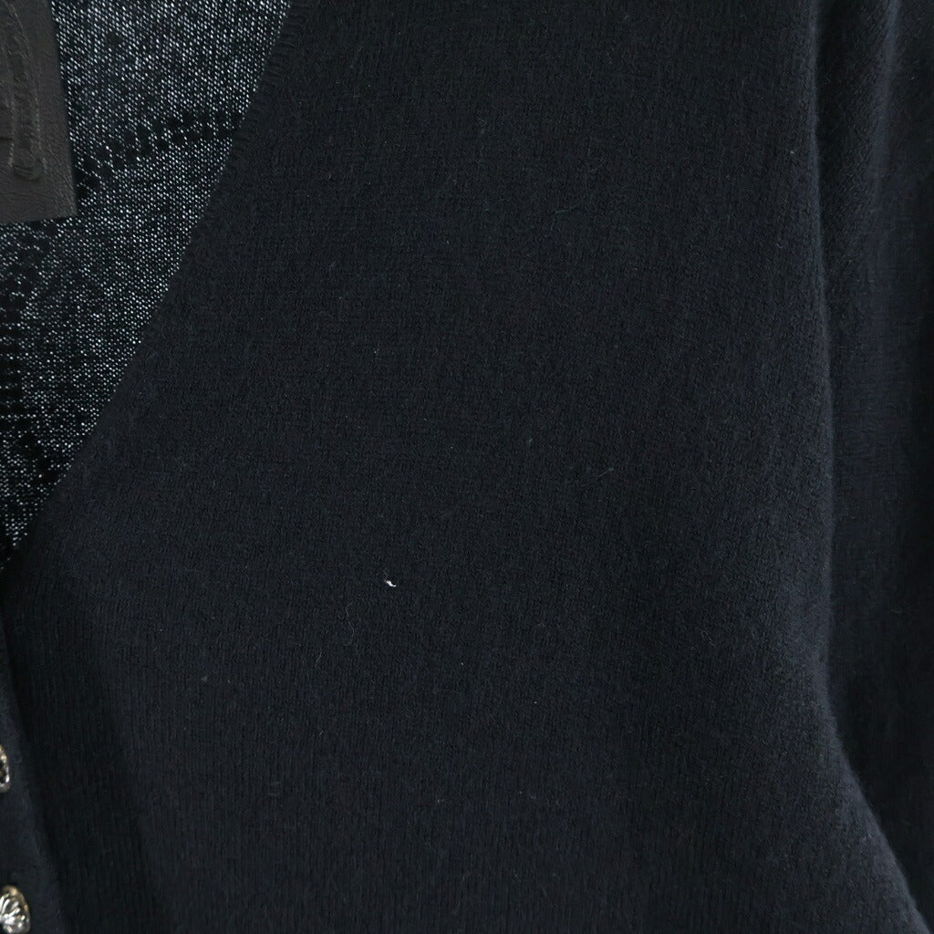 CHROME HEARTS(クロムハーツ) Y NOT RHINESTONE VINY HEART CASHMERE KNIT CARDIGAN ワイノット ラインストーン装飾 カシミヤニットカーディガン ブラック
