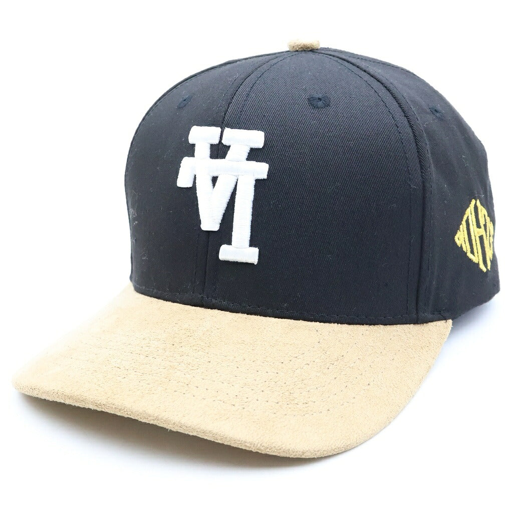 KILLL THE HYPE(キル ザ ハイプ) LA UPSIDE DOWN LOGO CAP ロサンゼルス・ドジャース アップサイドダウンロゴ バイアカラー スエード キャップ ブラック/ベージュ