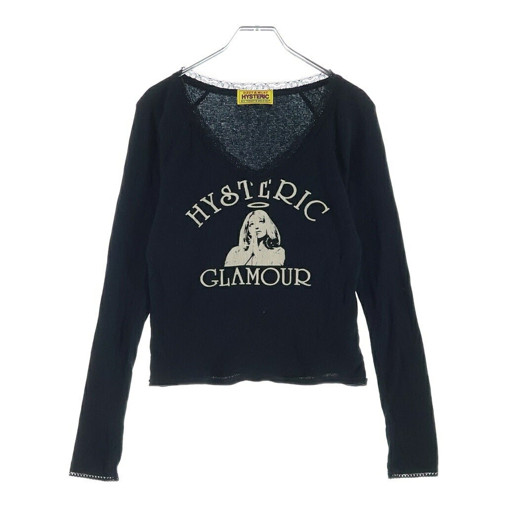 HYSTERIC GLAMOUR(ヒステリックグラマー) HYSTERICK ANGEL ショート丈Tシャツ 長袖カットソー レディース ブラック 01243CL05