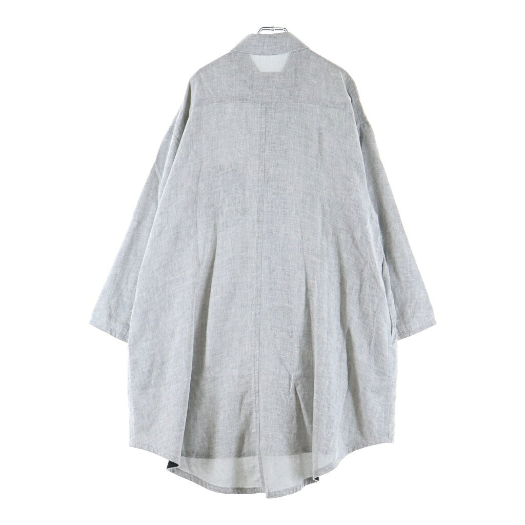 MM6 Maison Margiela(エムエムシックスメゾンマルジェラ) 15SS オーバーサイズ リネン混 長袖シャツワンピース グレー レディース S32AA0094