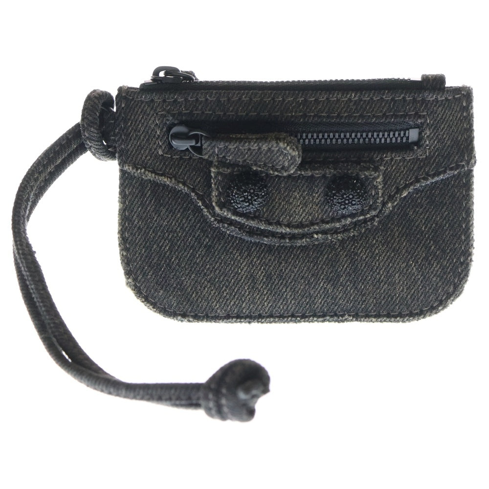 BALENCIAGA(バレンシアガ) Le Cagole ルカゴール ラインストーン カードケース デニムコインケース ブラック 776769