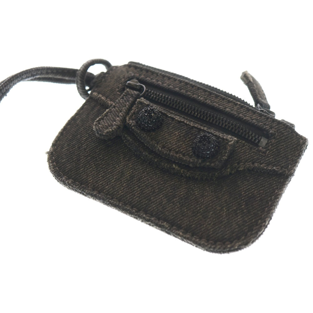 BALENCIAGA(バレンシアガ) Le Cagole ルカゴール ラインストーン カードケース デニムコインケース ブラック 776769