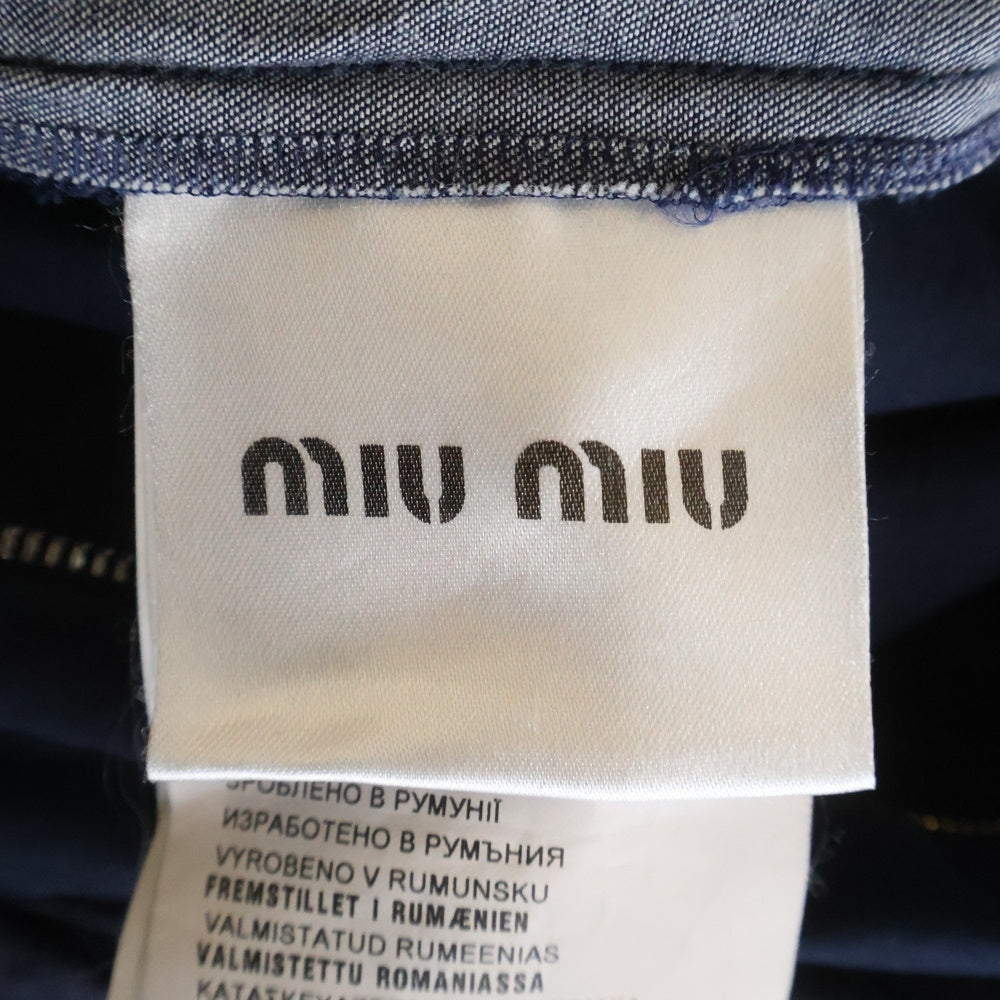 miumiu(ミュウミュウ) レギュラーカラー ギャザー デニム ワンピース ドレス レディース インディゴ GWA036