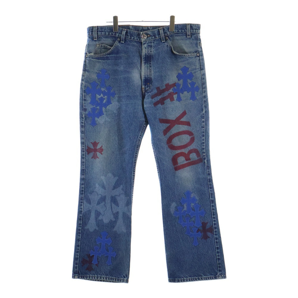 CHROME HEARTS(クロムハーツ) ×LEVI'S STENCIL DENIM 517 ステンシル ペイントデザインクロスパッチ付きデニムパンツ インディゴ