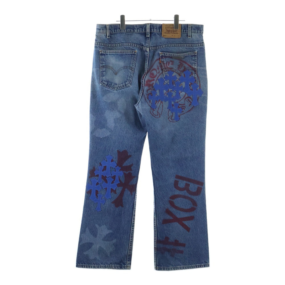CHROME HEARTS(クロムハーツ) ×LEVI'S STENCIL DENIM 517 ステンシル ペイントデザインクロスパッチ付きデニムパンツ インディゴ