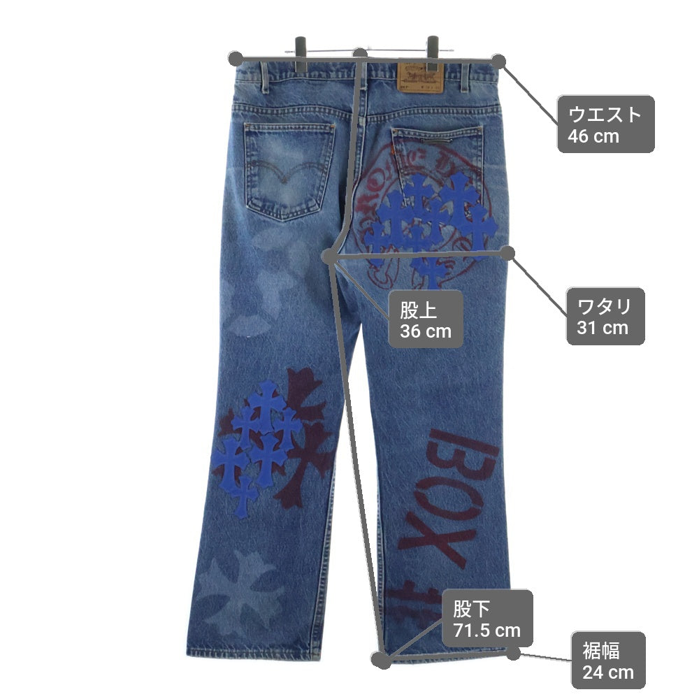 CHROME HEARTS(クロムハーツ) ×LEVI'S STENCIL DENIM 517 ステンシル ペイントデザインクロスパッチ付きデニムパンツ インディゴ