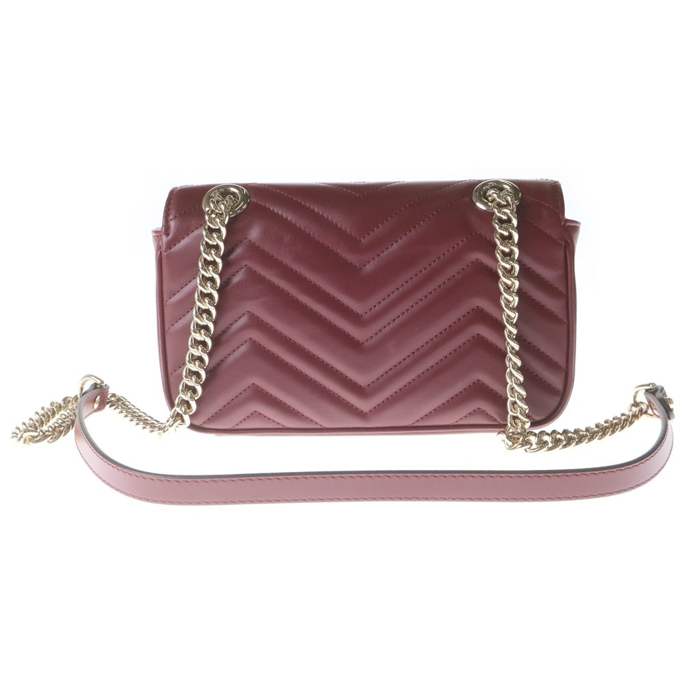 GUCCI(グッチ) GGマーモント チェーンショルダーバッグ ハンドバッグ レザー ボルドー 443497 レディース