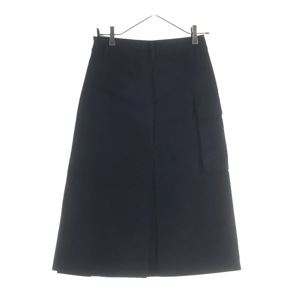 PRADA(プラダ) Re Nylon トライアングルロゴ プレート ワンプリーツ テクニカルキャンバススカート レディース ブラック 21H940 S231