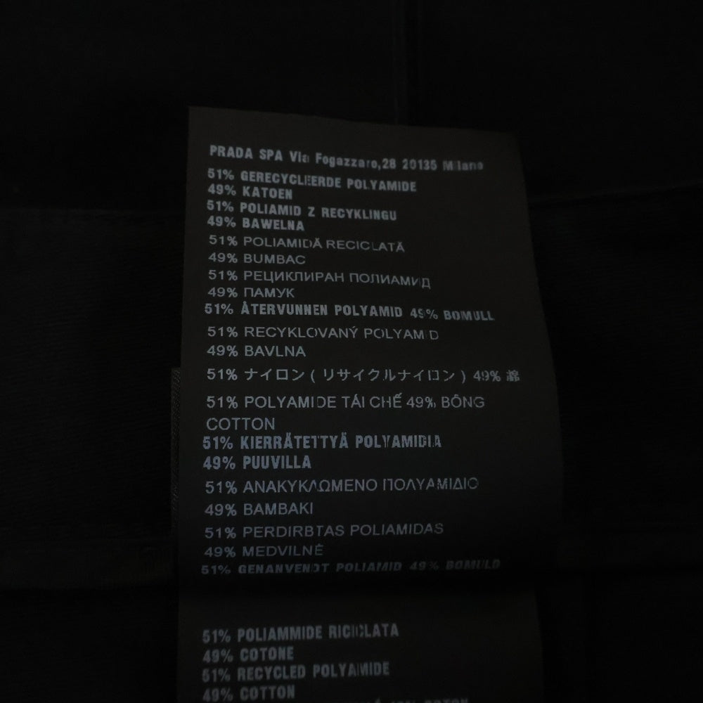 PRADA(プラダ) Re Nylon トライアングルロゴ プレート ワンプリーツ テクニカルキャンバススカート レディース ブラック 21H940 S231