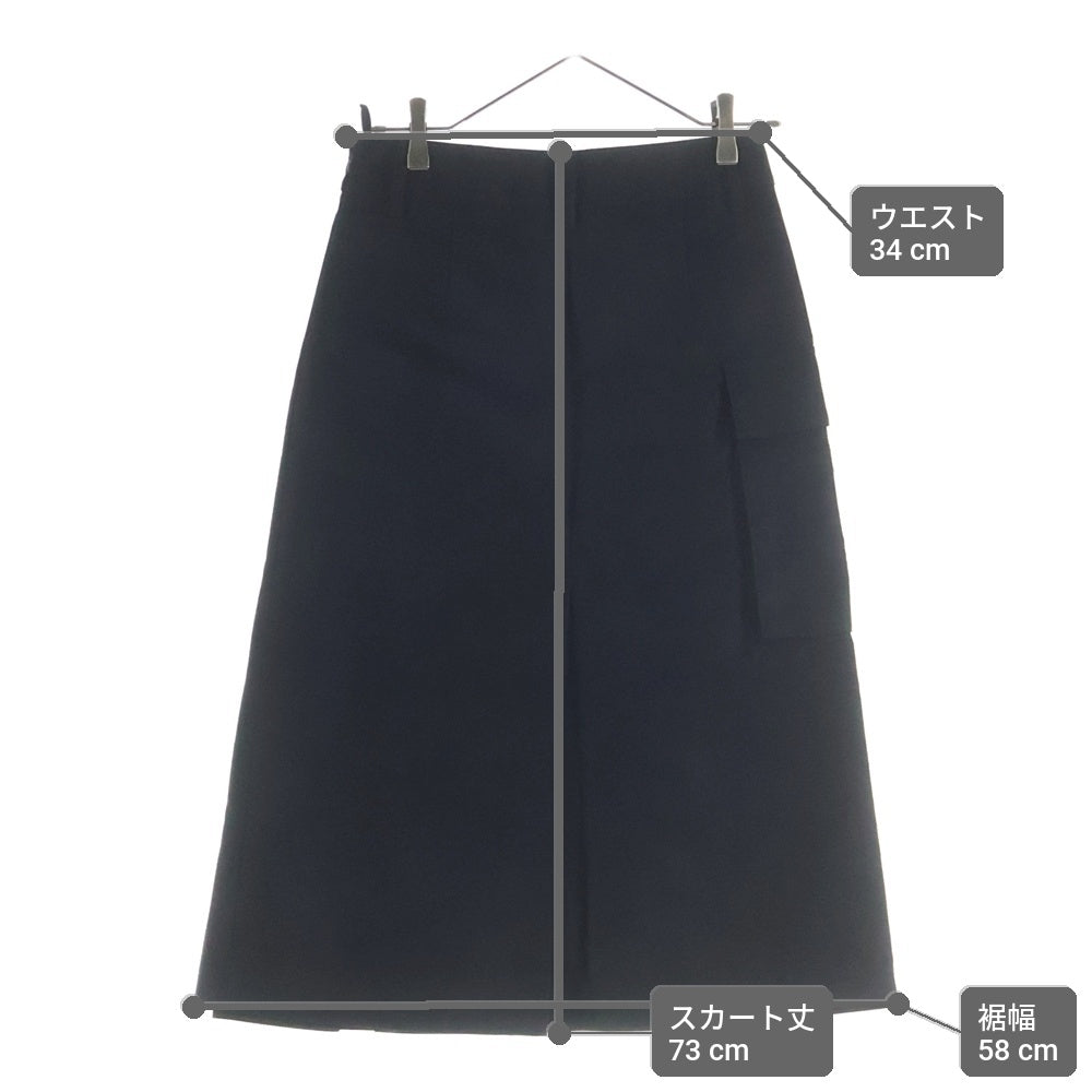 PRADA(プラダ) Re Nylon トライアングルロゴ プレート ワンプリーツ テクニカルキャンバススカート レディース ブラック 21H940 S231