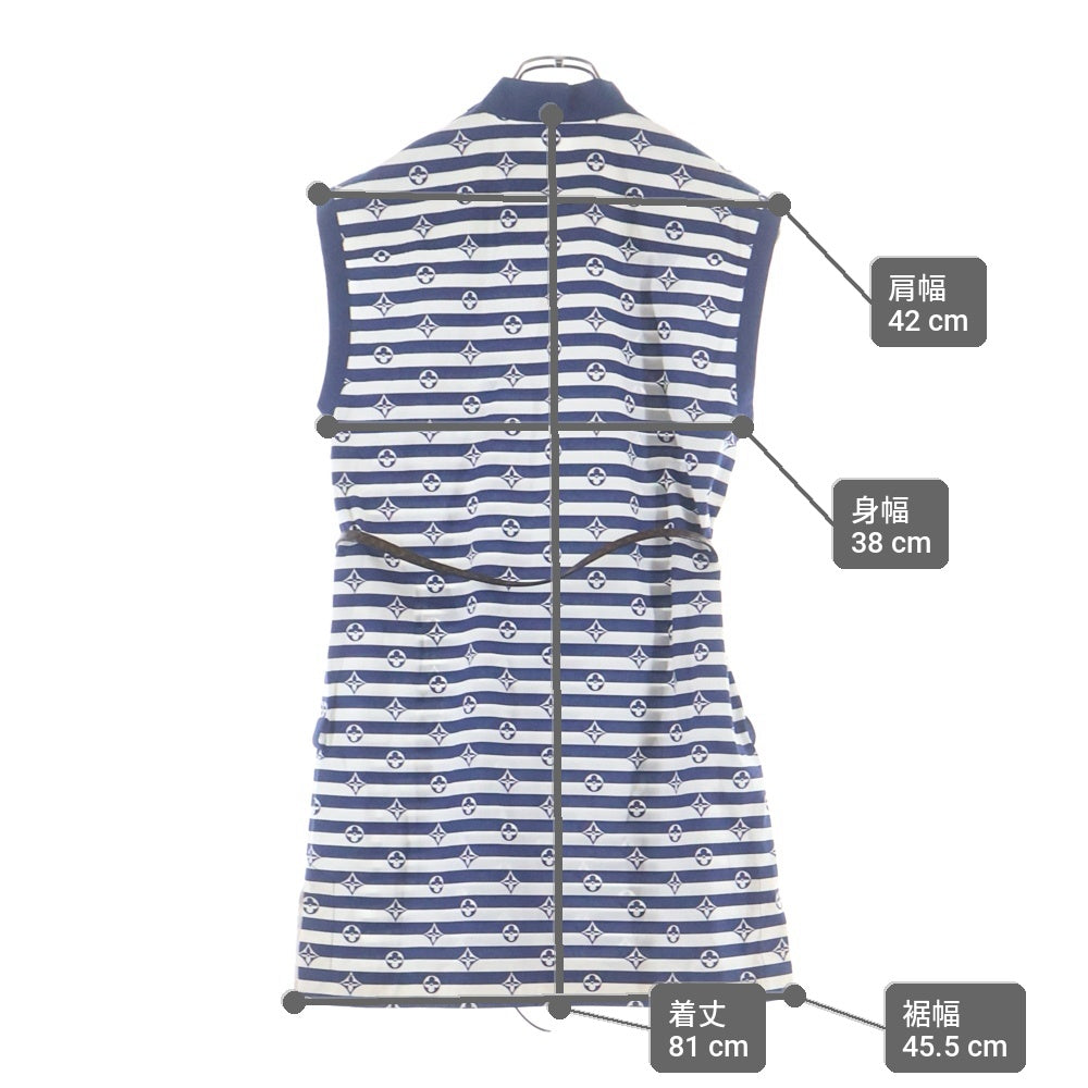 LOUIS VUITTON(ルイヴィトン) 20AW モノグラムコットンノースリーブベルト付きワンピース RW202W VSX FJDR13 ブルー/ホワイト レディース