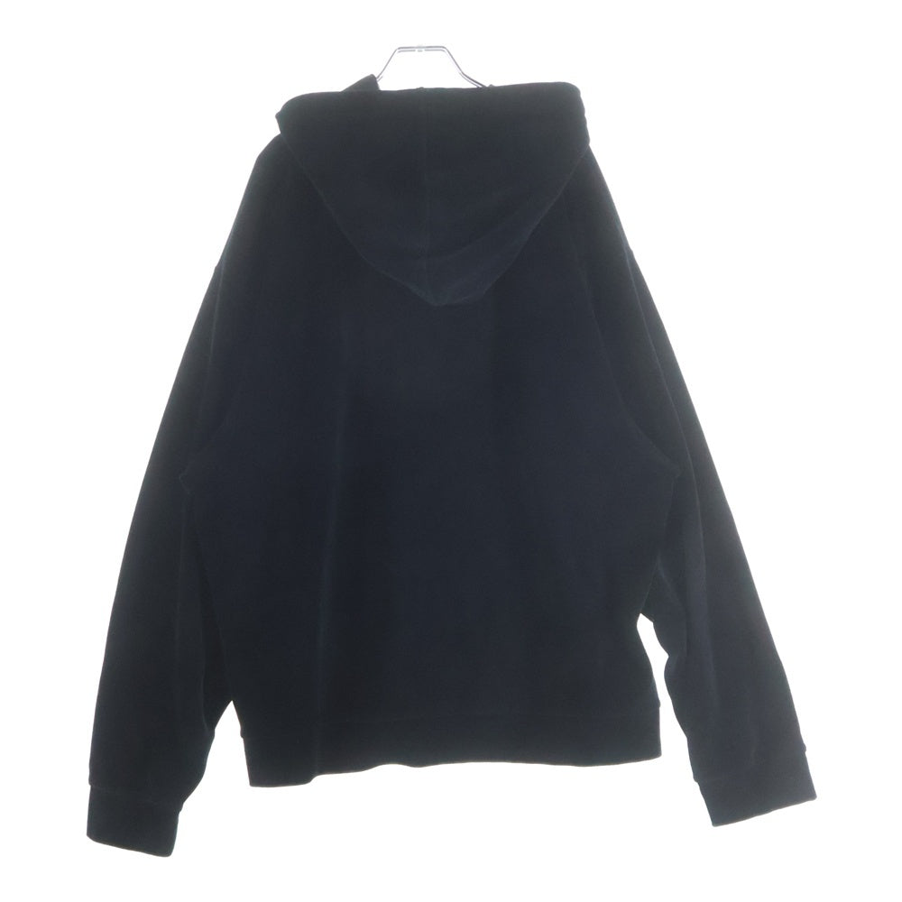 GUCCI(グッチ) Chenille Embroidered Velvet Hoodie ジェニール刺繍入りベロアフーディー プルオーバーパーカー ブラック 595530