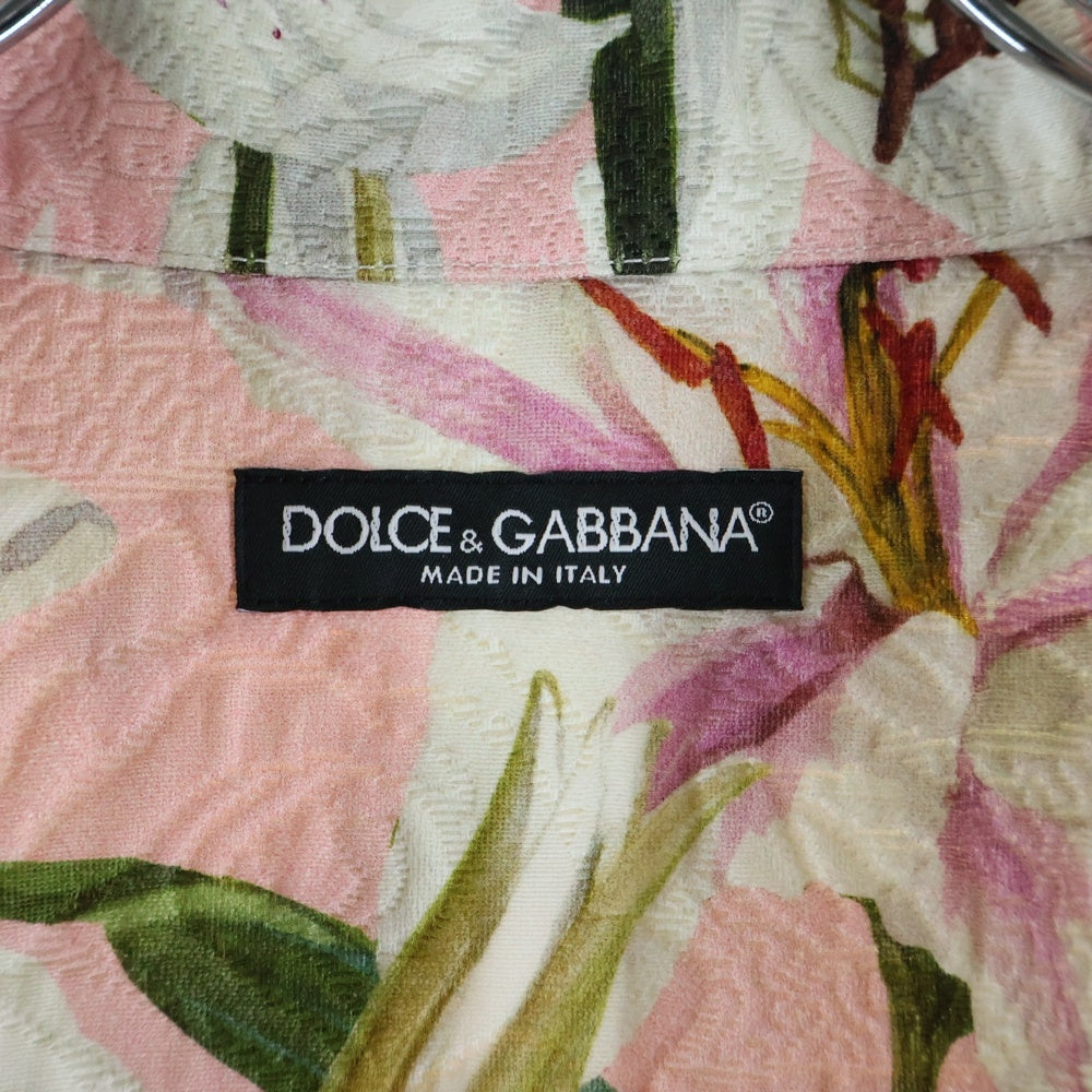 DOLCE & GABBANA(ドルチェアンドガッバーナ) コットンオープンカラー半袖花柄シャツ マルチ G5JR1Z