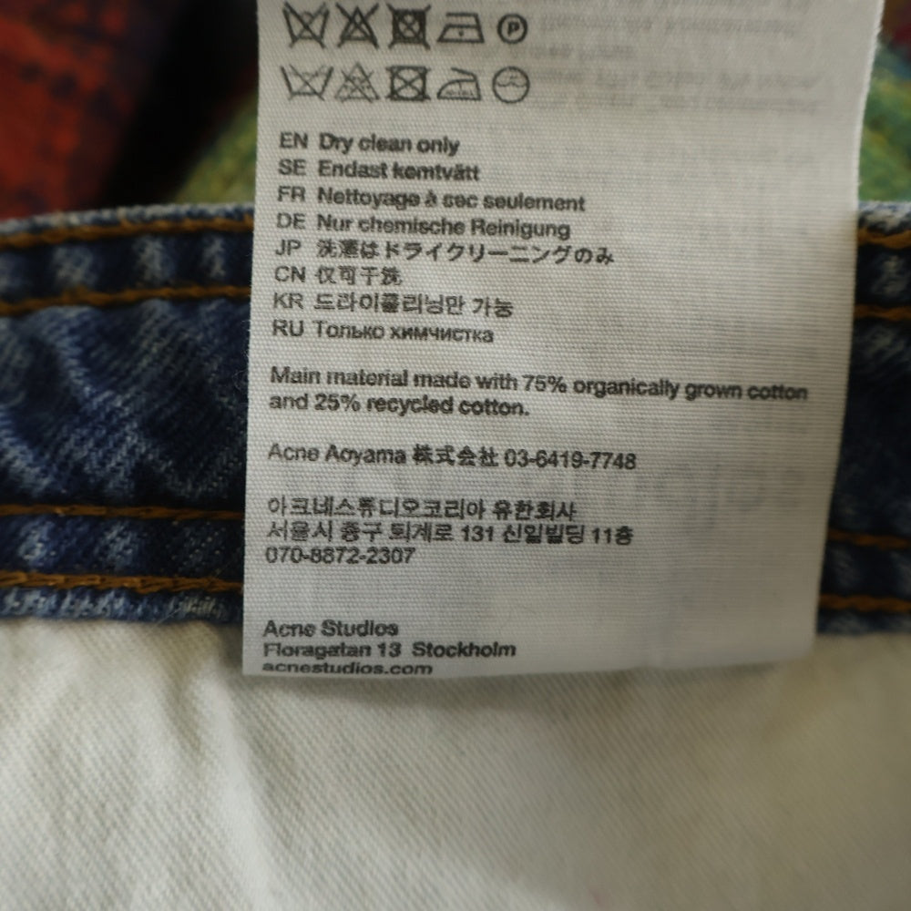 Acne Studios(アクネ ストゥディオズ) チェック切り替えスリムストレートデニムパンツ FN-MN-TROU000905 インディゴ