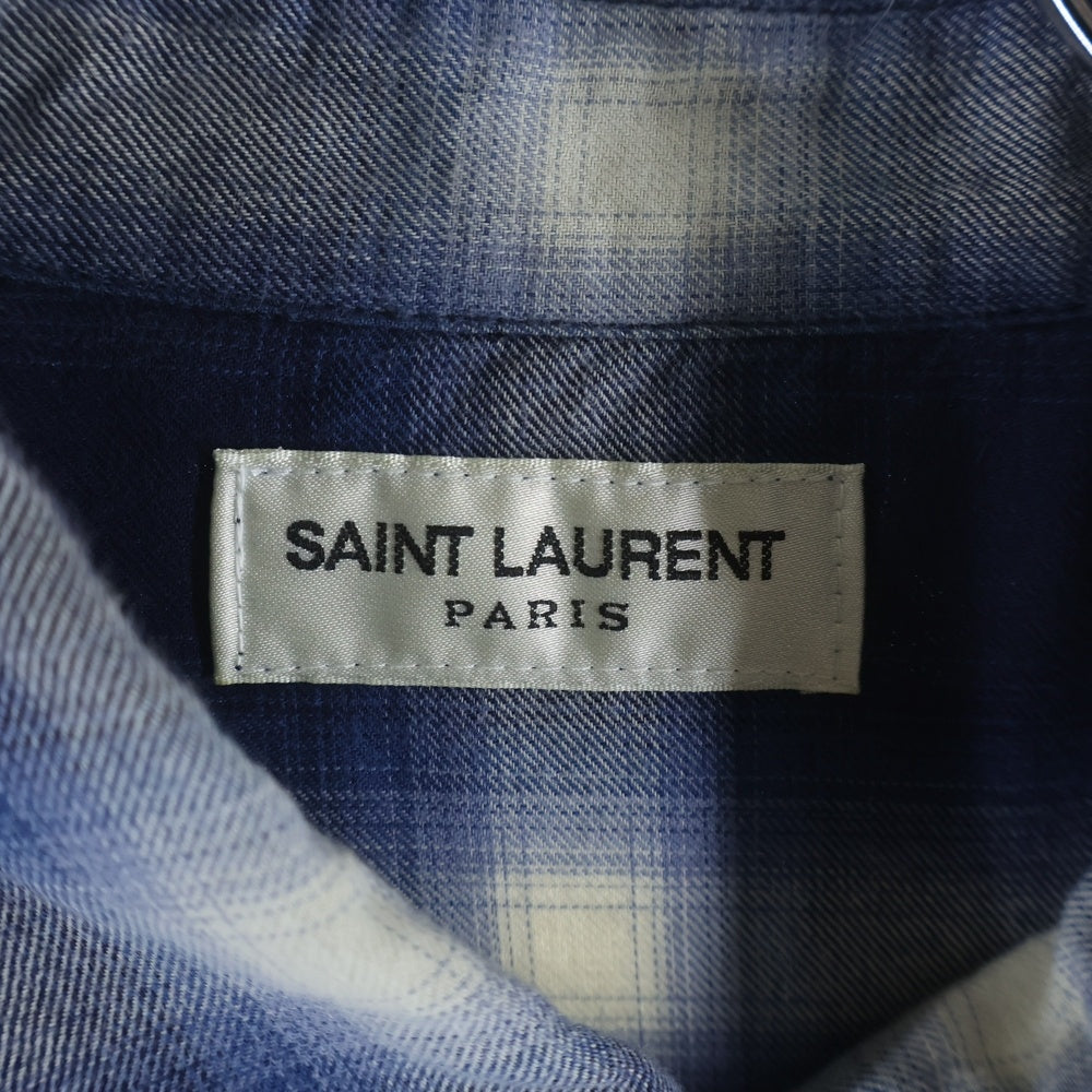 SAINT LAURENT PARIS(サンローランパリ) 16SS オンブレチェック 長袖シャツ 455433 Y019P ブルー