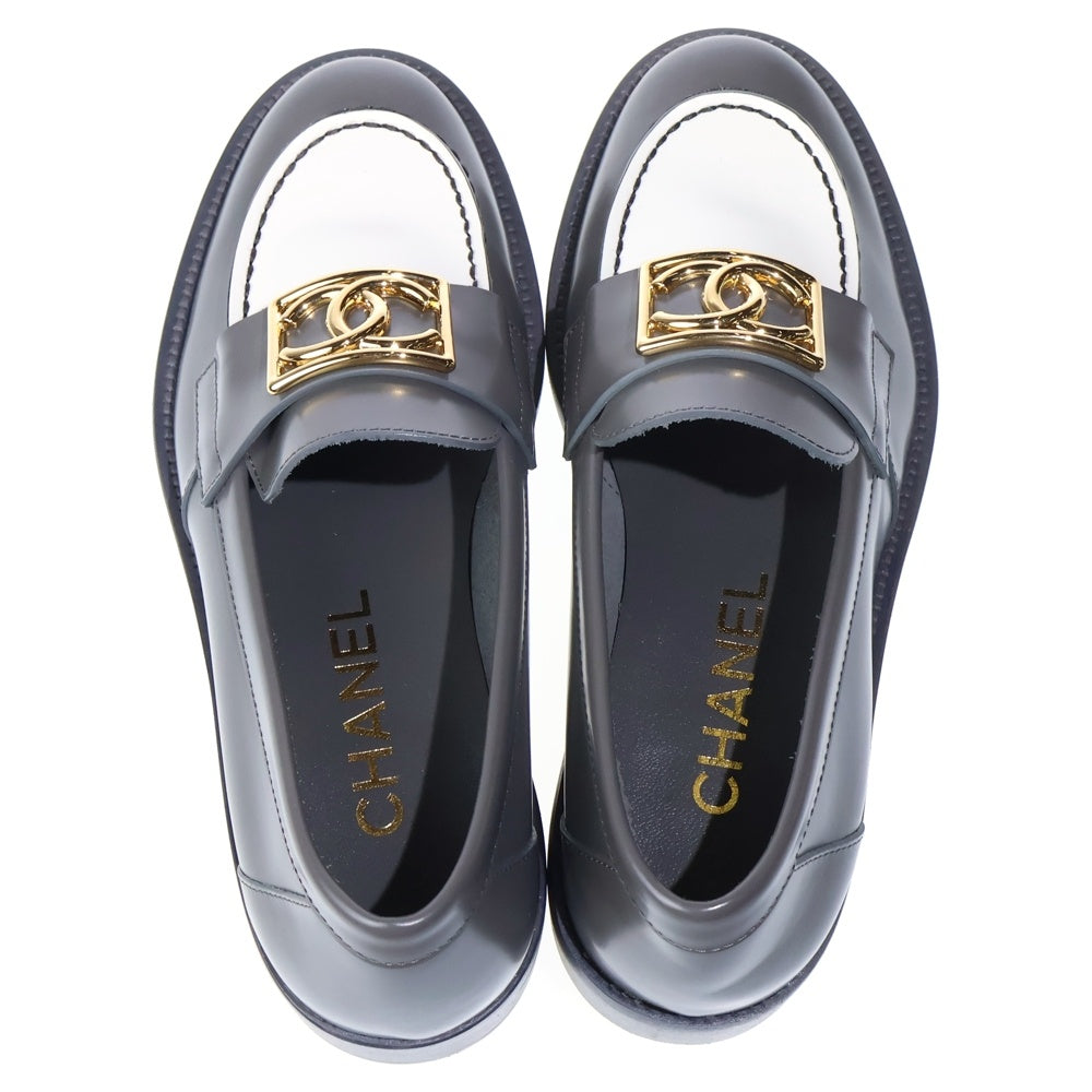CHANEL(シャネル) ココマーク レザーローカットローファー グレー/ホワイト G45155 レディース
