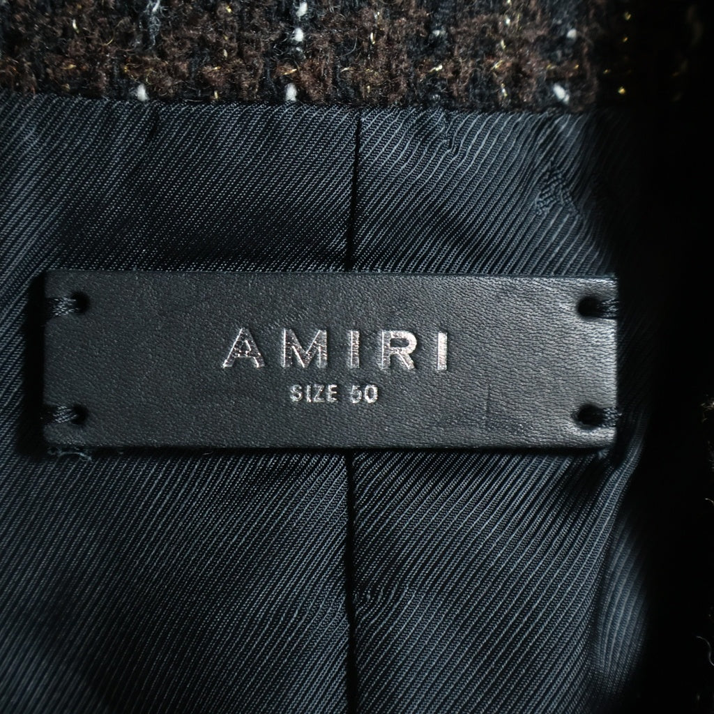 AMIRI(アミリ) ピークドラペルダブルブレストツイードジャケット ブラウン MJF011