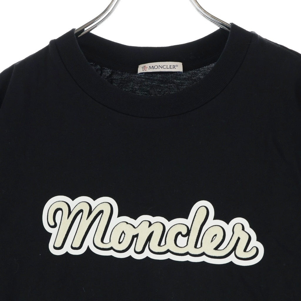 MONCLER(モンクレール) MAGLIA A MANICHE CORTE TEE マリアマニケコルケ ロゴプリント半袖Tシャツ カットソー ブラック レディース J20938C00016 829HP