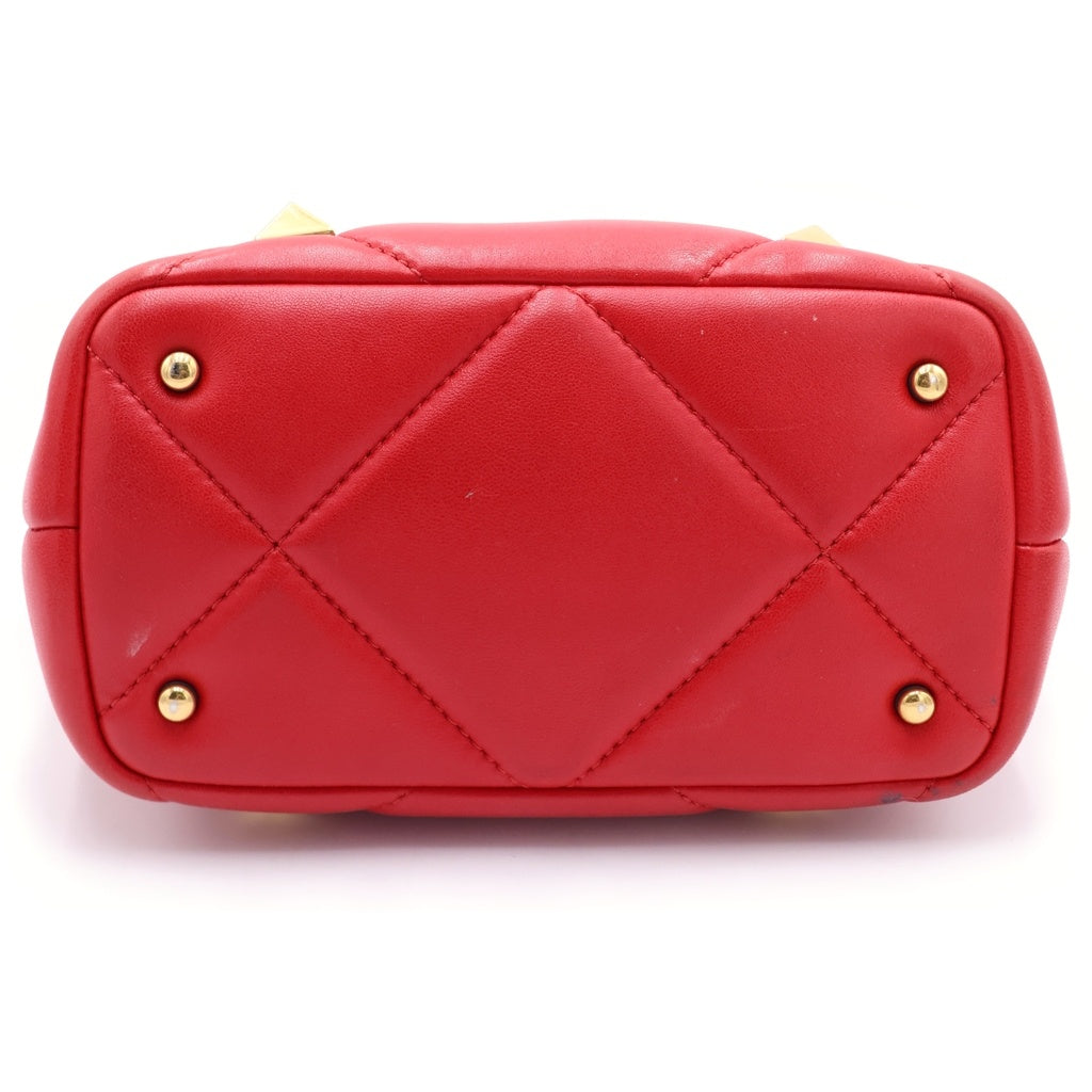 VALENTINO(ヴァレンティノ) カラヴァーニ ローマンスタッズ 2WAY レザーハンドバッグ チェーンショルダーバッグ レッド レディース