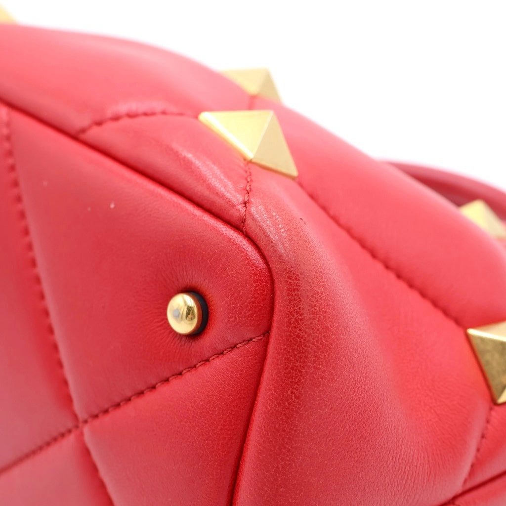 VALENTINO(ヴァレンティノ) カラヴァーニ ローマンスタッズ 2WAY レザーハンドバッグ チェーンショルダーバッグ レッド レディース